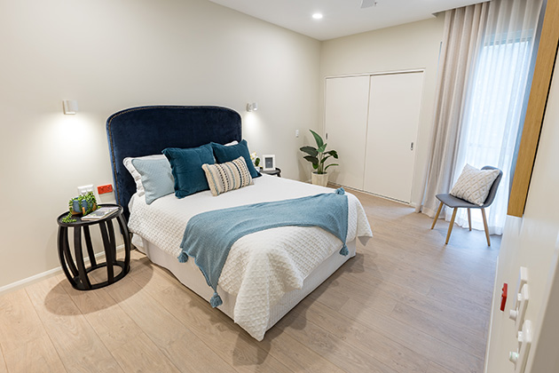 Bedroom at a new NDIS specialist disability accommodation in Murrarie, South Brisbane