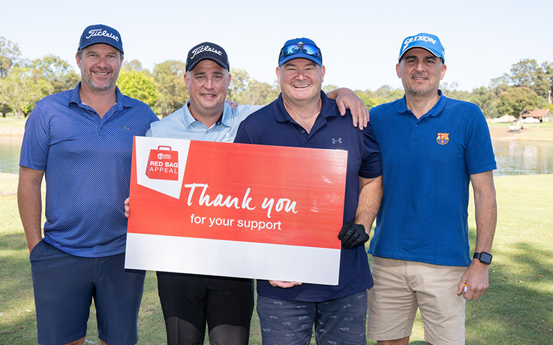 Thank you sign from WMQ at Council of Qld Insurance Brokers golf day charity event