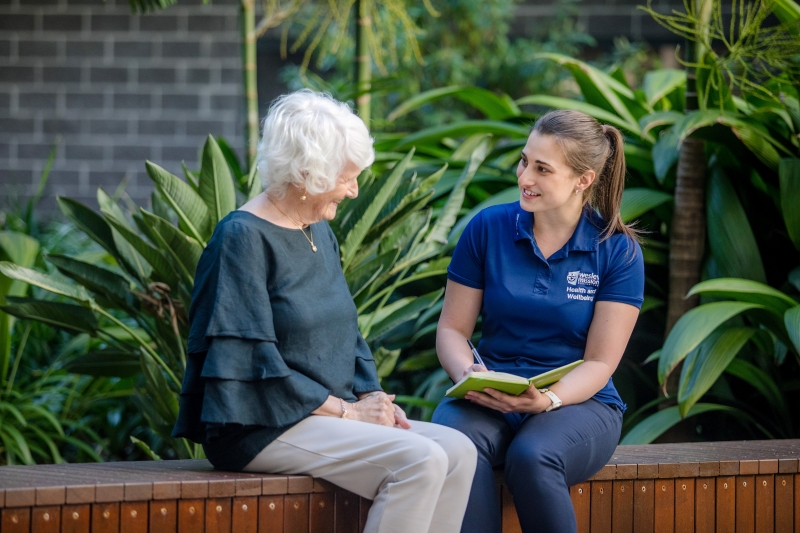 WMQ allied health professional meeting with older Australian female client