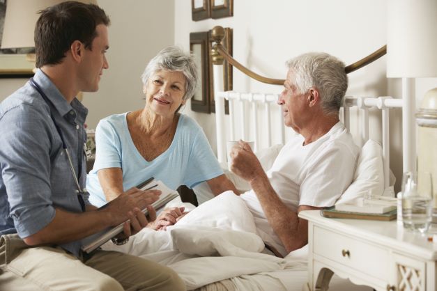 Doctor visit at Outreach Doctor visits a patient at home through Hopewell Outreach, our respite home care service