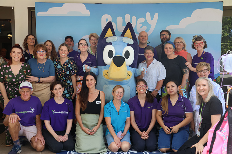 Hummingbird House celebrates its birthday with a visit from Bluey