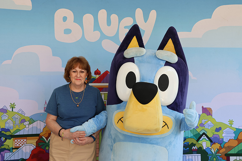 Hummingbird House celebrates its birthday with a visit from Bluey