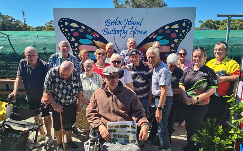 Hyland House aged care respite on a trip to Bribie Island's butterfly sanctuary