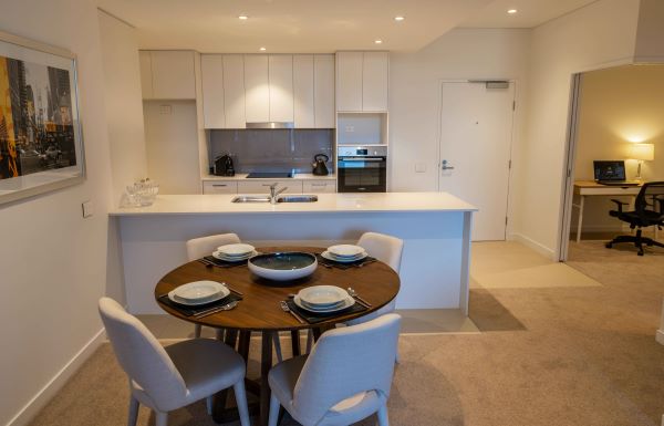 An apartment dining and kitchen view at Rosemount