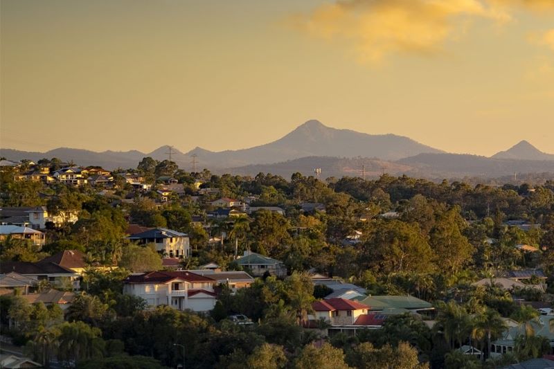 Views of ranges near Brisbane at sunset