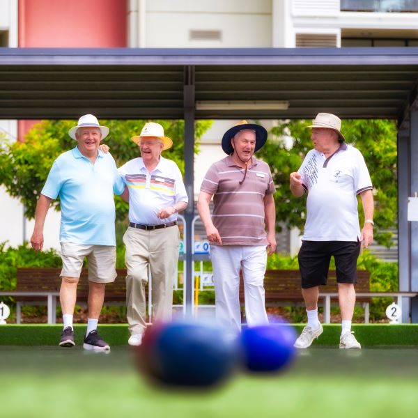 Residents at Wheller on the Park enjoying lawn bowls