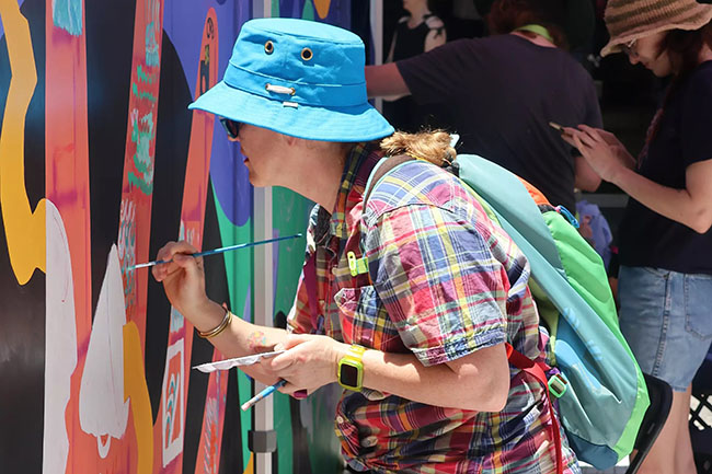 Wesley Arts live mural painting in Brisbane CBD