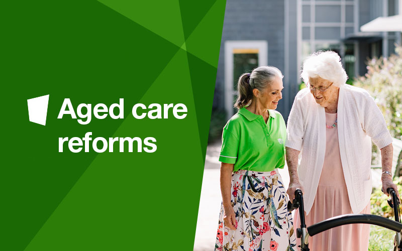 Aged care reform news - Carer takes resident for a walk